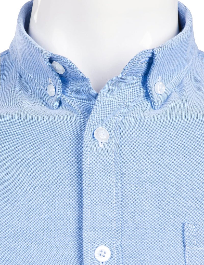 ZEROYAA Men's Hipster Casual Slim Fit Long Sleeve Button Down Oxford Shirts with Chest Pocket Z111 Light Blue Medium - Image 4